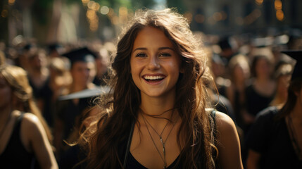 Fototapeta premium Happy Diverse Satisfied University Graduates, Background Image, Hd