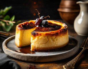Product shot of Basque Burnt Cheesecake - obrazy, fototapety, plakaty