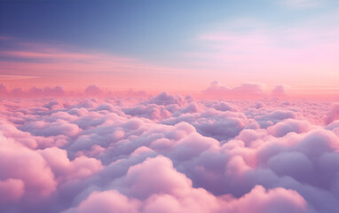 Sunny and fluffy violet color clouds, idyllic