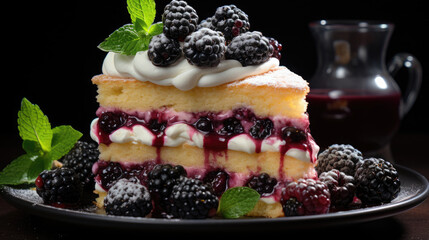 Lemon Blackberry Cake  Professional Photography , Background Image, Hd