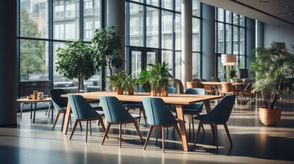 Obraz premium modern interior design office space White color theme modern style office with exposed concrete floor