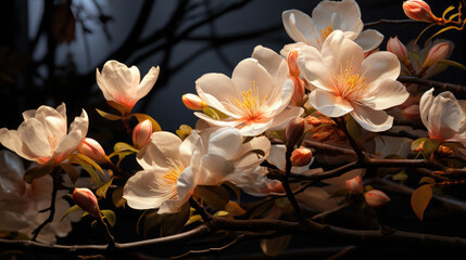 Magnolia Flowers At Night Han Dynasty Style, Background Image, Hd