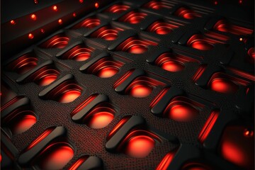 Fototapeta premium AI-generated illustration of 3D metallic lines with red lights from the background.