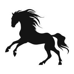 A Horse Silhouette Vector isolated on a white Background, A Moving Horse silhouette Clipart