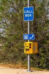 Public payphone for emergency call.