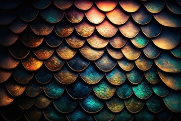 AI-generated illustration of blue and green mermaid lined background