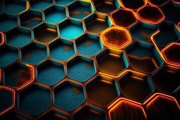 AI-generated illustration of colorful honeycomb monochrome