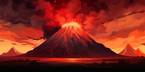 Abstract illustration of a volcanic eruption. 
