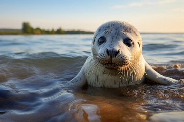 Baby of common seal on the coast