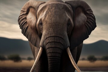 AI generated illustration of the portrait of the elephant.