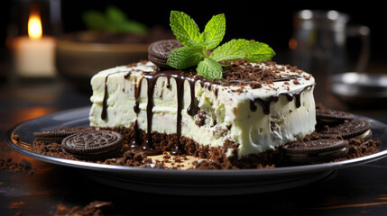 Mint Oreo Cheesecake  Professional Photography, Background Image, Hd
