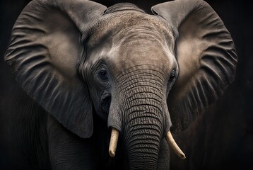 AI generated illustration of the portrait of the elephant.
