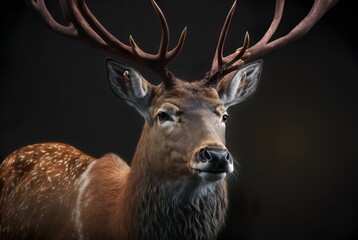 AI generated illustration of the portrait of the deer.