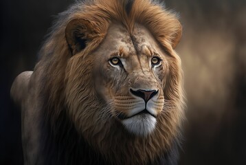 Fototapeta na wymiar AI generated illustration of the portrait of the lion.