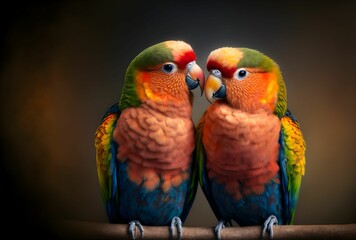 AI generated illustration of parrot couple