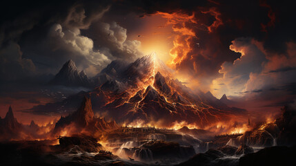 background of erupting volcano