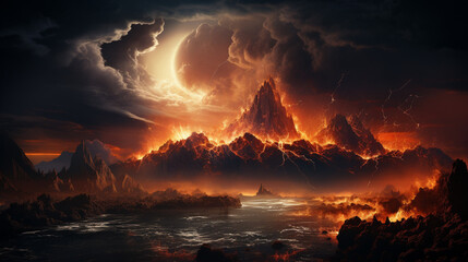 background of erupting volcano