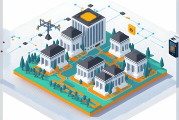 AI generated illustration of buildings on a white background