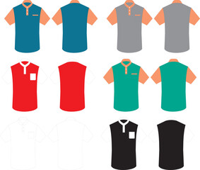 t-shirt mock up in variation color vector illusttation