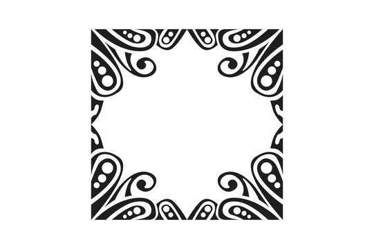 Black Ornament Border With Dot Pattern Design With Transparent Background