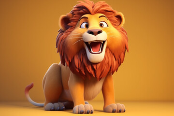 3d Rendered lion cartoon character
