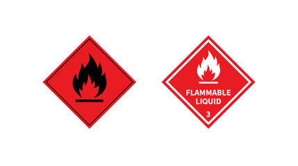 Flammable liquid sign on white background. Danger sign. Label, Sticker, Symbol. Vector illustration.