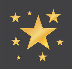 Stars on a dark background. shiny golden stars. sparkling lights. Vector illustration - obrazy, fototapety, plakaty