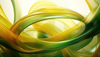 Liquid swirl abstract backgound, green and yellow colors