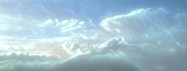 background illustration of white clouds rolling in a blue sky