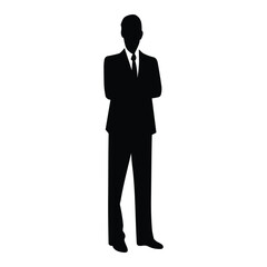 Obraz na płótnie Canvas A Businessman vector Silhouette, A Man vector isolated on a white background, A Corporate person Black vector