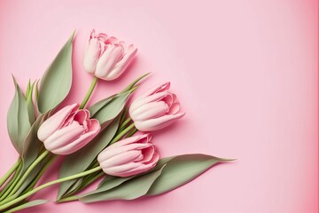 AI-generated illustration of tulip flowers isolated on pink background