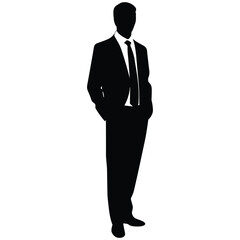 A Businessman vector Silhouette, A Man vector isolated on a white background, A Corporate person Black vector