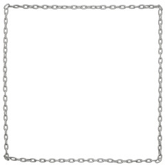 Square frame design made with a single metal chain line, PNG format, transparent background.