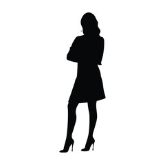 A Businesswoman vector Silhouette, A Girl vector isolated on a white background, Corporate person Black vector