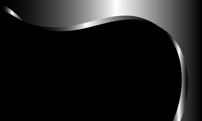 black background with a combination of metallic white and curved lines