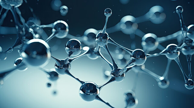 Cosmetic Essence, Liquid bubble, Molecule inside Liquid Bubble on DNA water splash background,  water molecule 3d rendering
