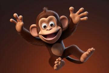 3d Rendered monkey cartoon character