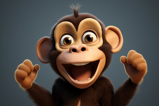 3d Rendered monkey cartoon character