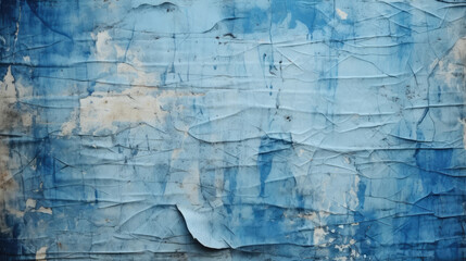 Obraz premium old blue wall poster texture,Old ripped torn blue posters grunge texture background creased crumpled paper backdrop placard surface, Urban street posters
