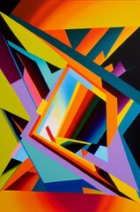 AI-generated illustration of vibrant abstract geometric patterns