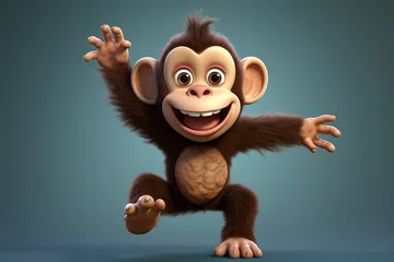 Gordijnen 3d Rendered monkey cartoon character © Robin