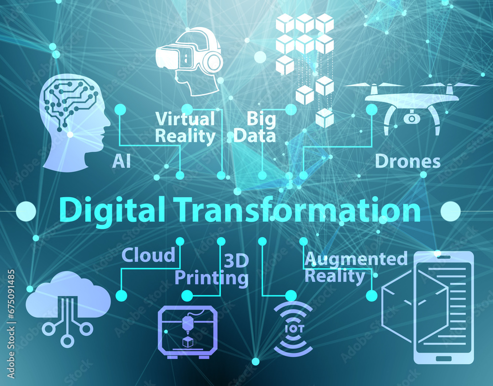 Poster digital transformation concept - 3d rendering