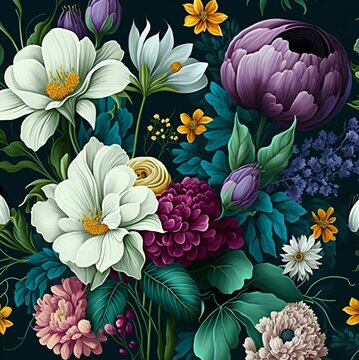 AI generated illustration of a beautiful floral bouquet with various flowers