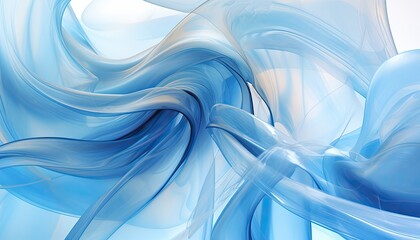 background illustration with abstract blue waves made of plastic or ink textures