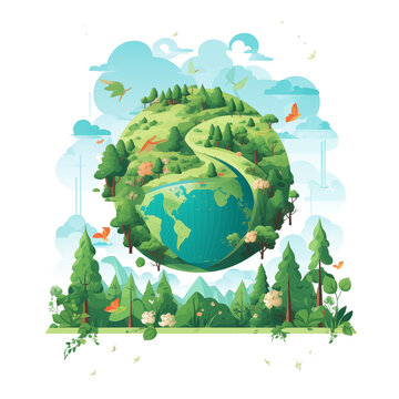 Happy Earth Day! Vector eco illustration for social poster, banner or card on the theme of saving the planet. Make everyday earth day
