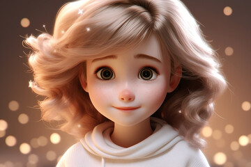3D rendering of cute little girl