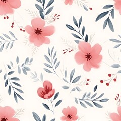 Seamless pattern with floral watercolour