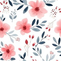 Seamless pattern with floral watercolour