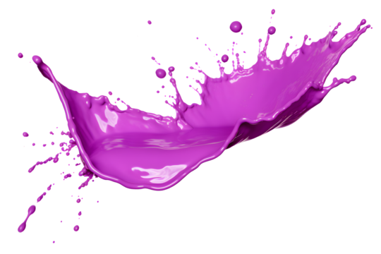 purple paint splash isolated on transparent background - splashing effect design element PNG cutout