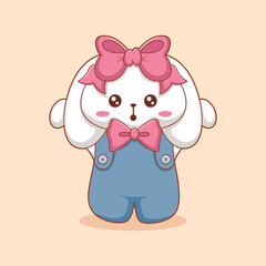 Cute Bunny Character Design Illustration